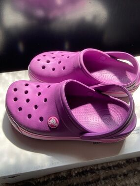 CROCS Kids Classic Purple Clog Sandals with Heel Strap